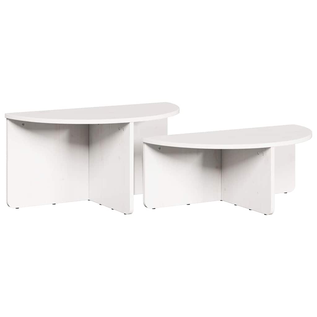 Couchtisch 2 pcs Weiß 79 x 39,5 x 40 cm Massivholz Kiefer